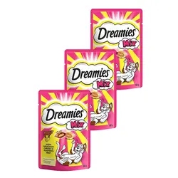 غذای تشویقی گربه دریمز مدل Dreamies Snack With Beef and Chese وزن 60 گرم بسته 3 عددی