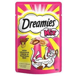 غذای تشویقی گربه دریمز مدل Dreamies Snack With Beef and Chese وزن 60 گرم بسته 3 عددی