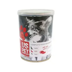 کنسرو سگ بالغ یو اس پت مدل گوشت خالص گوساله 100% وزن 400 گرم
