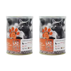 کنسرو غذای گربه یو اس پت مدل کدو تنبل و سنبل الطب وزن 400 گرم بسته دو عددی