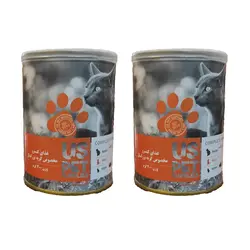 کنسرو غذای گربه یو اس پت مدل کدو تنبل و سنبل الطب وزن 400 گرم بسته دو عددی
