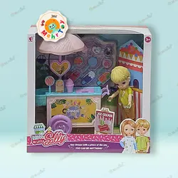 عروسک با چرخ بستنی فروشی