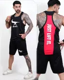 ست رکابی شلوارک بدنسازی just do it-پارچه زنبوری در 6 رنگ مختلف