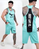 ست رکابی شلوارک بدنسازی just do it-پارچه زنبوری در 6 رنگ مختلف