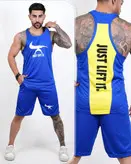 ست رکابی شلوارک بدنسازی just do it-پارچه زنبوری در 6 رنگ مختلف