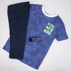 تی شرت پسرانه آبی تیره چریکی O'STIN