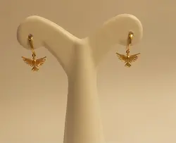 گوشواره زنانه آویز قفل پلاستیکی طرح پرنده - گالری طلای رضا