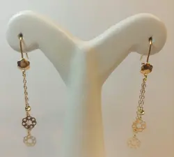 گوشواره زنانه آویز قفل فرنچ خوشه ای طرح برفی - گالری طلای رضا