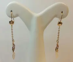 گوشواره زنانه آویز قفل فرنچ خوشه ای طرح برگ - گالری طلای رضا