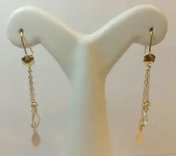 گوشواره زنانه آویز قفل فرنچ خوشه ای طرح برگ - گالری طلای رضا