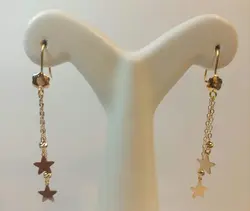 گوشواره زنانه آویز قفل فرنچ خوشه ای طرح ستاره - گالری طلای رضا