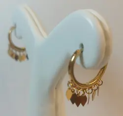 گوشواره زنانه حلقه ای قفل هاگی طرح برگ - گالری طلای رضا