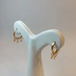 گوشواره زنانه حلقه ای قفل هاگی طرح ریشه - گالری طلای رضا