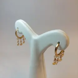 گوشواره زنانه حلقه ای قفل هاگی طرح ریشه - گالری طلای رضا