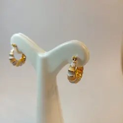 گوشواره زنانه طلا دورنگ قفل کلیپسی حلزونی - گالری طلای رضا