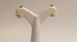 گوشواره زنانه میخی تراش قفل طلا - گالری طلای رضا