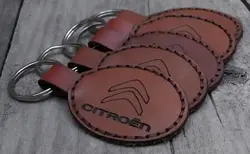 جا کلیدی چرم طبیعی دست دوزی شده با آرم سیتروئن