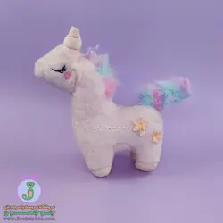 عروسک اسب تک شاخ | مدل گل دار | 28 سانت