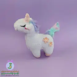 عروسک اسب تک شاخ | مدل گل دار | 28 سانت