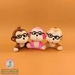 عروسک میمون | مدل عینکی نشسته | 18 سانت