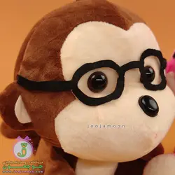 عروسک میمون | مدل عینکی نشسته | 18 سانت