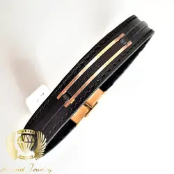 دستبند چرم و طلای مردانه کد 1268