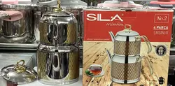 کتری و قوری استیل طرح دار لیزری مارک SILA