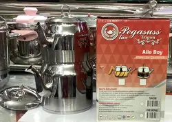کتری و قوری دسته استیل ساده مارک PEGASUSS