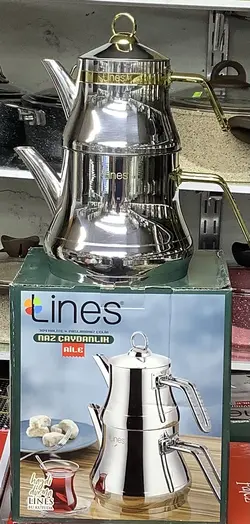 کتری و قوری استیل دسته طلایی مارک Lines L–3021