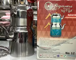 کتری و قوری استیل دسته چوبی مارکPEGASUSS