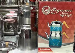 کتری و قوری استیل دسته چوبی مارکPEGASUSS