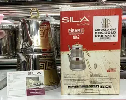 کتری و قوری استیل طرح دار لیزری مارک SILA