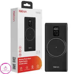 پاوربانک وایرلس هترون Hatron مدل HPB1090PQW Wireless ظرفیت 10000 توان 22.5 وات