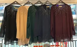 شومیز حریر نگین دار مجلسی قواره دار تا سایز 50 کد 47