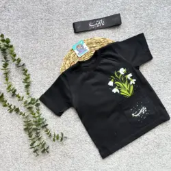 🌱 تیشرت مشکی دخترانه یازینب(س) گل در جیب