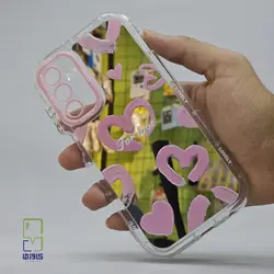 قاب گوشی A14 آینه‌ای قلب صورتی | کاور دخترانه شیک و مقاوم سامسونگ - کاورما | فروشگاه اینترنتی کاورما