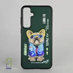 کاور گلدوزی طرح بولداگ سبز| S23 fe سامسونگ - کاورما | فروشگاه اینترنتی کاورما