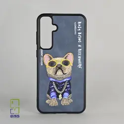 کاور گلدوزی طرح بولداگ طوسی| S23 fe سامسونگ - کاورما | فروشگاه اینترنتی کاورما