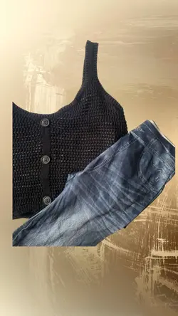 تاپ(ژیله )قلاب بافی  مشکی