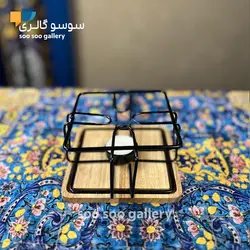 پایه وارمر قوری فلزی کف چوبی
