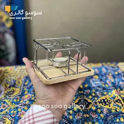 پایه وارمر قوری فلزی کف چوبی