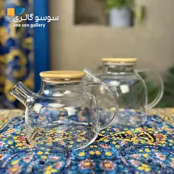 قوری پیرکس درب بامبو همراه با وارمر