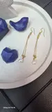 گوشواره زنجیر استیل طلایی با آویز حدید و مروارید