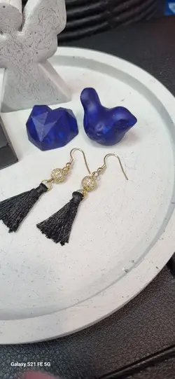 گوشواره گوی سوارسکی طلایی و منگوله