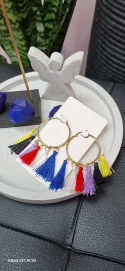 گوشواره استیل طلایی و منگوله