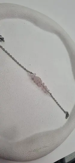 دستبند سنگ رز کوارتز نامنظم