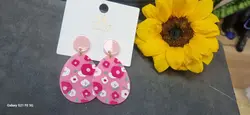گوشواره طلقی رنگی رنگی با پایه استیل