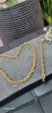 نیم ست استیل طلایی زنجیر طنابی