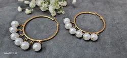 گوشواره استیل  اویز مروارید شل