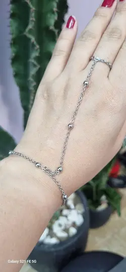 تمیمه دستبند نقره ای استیل رنگ ثابت